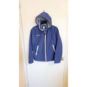 BOSS Hugo Boss Jacket Youth Size 16 XL Blue Zip Pockets Windbreaker Hood Rain